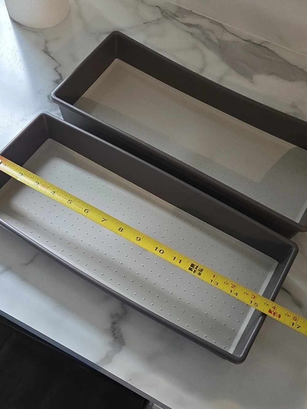(2) Drawer Organizer Flatware Silverwear Utensils Rectangular Gray Silicone Tray